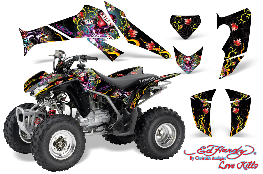 Honda TRX250 05-09 Graphics ED Hardy Love Kills-RED JPG